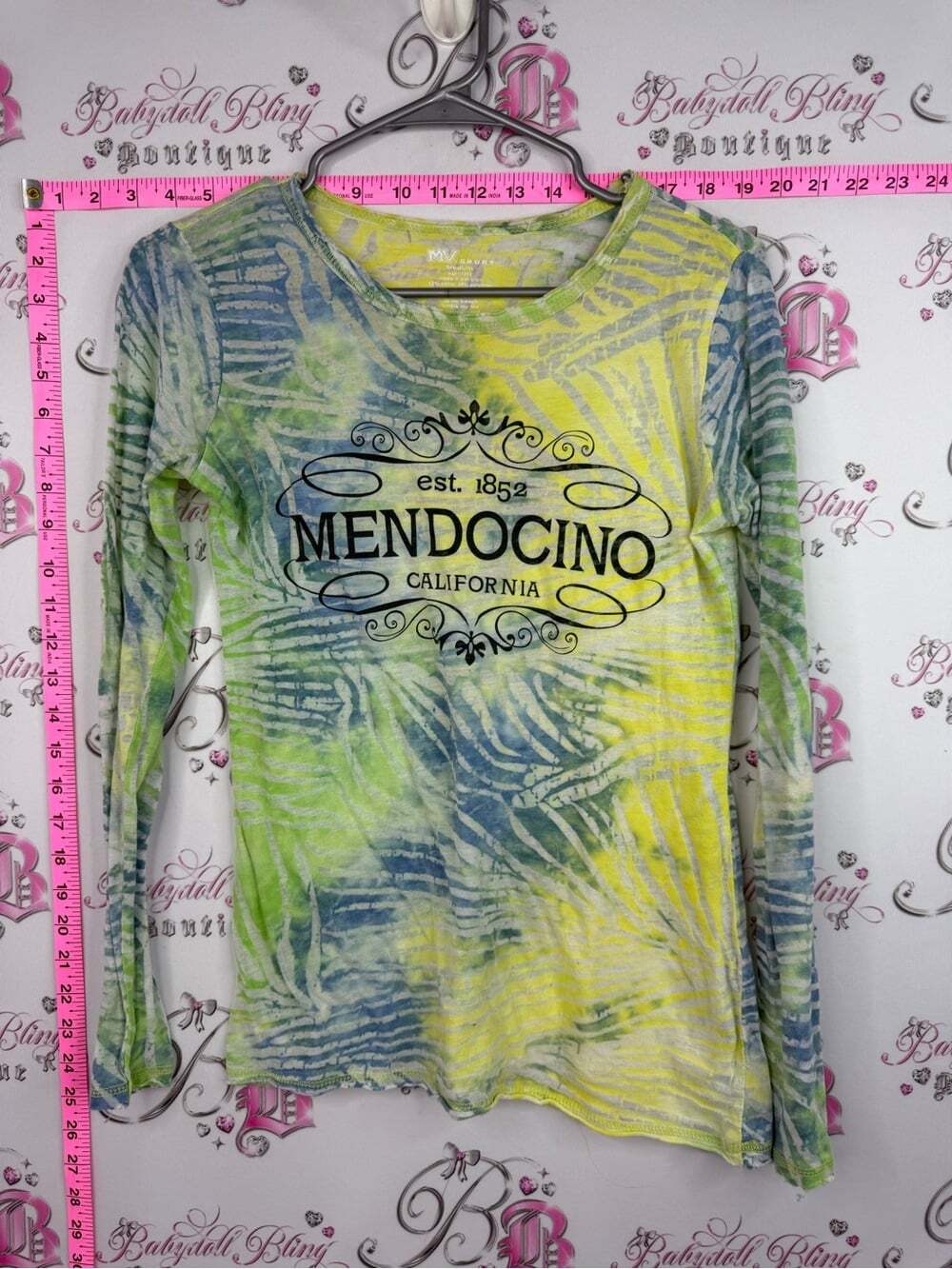 MV Sport long sleeve California Long Sleeve Tie-Dye Top in Green Blue Yellow